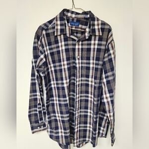 TownCraft Navy Plaid Men's Button Down Shirt